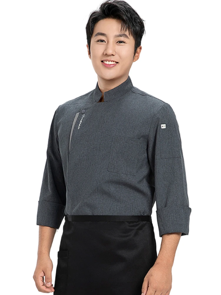Jaqueta de chef masculina manga longa uniforme de cozinha profissional restaurante hotel workwear outono inverno roupas