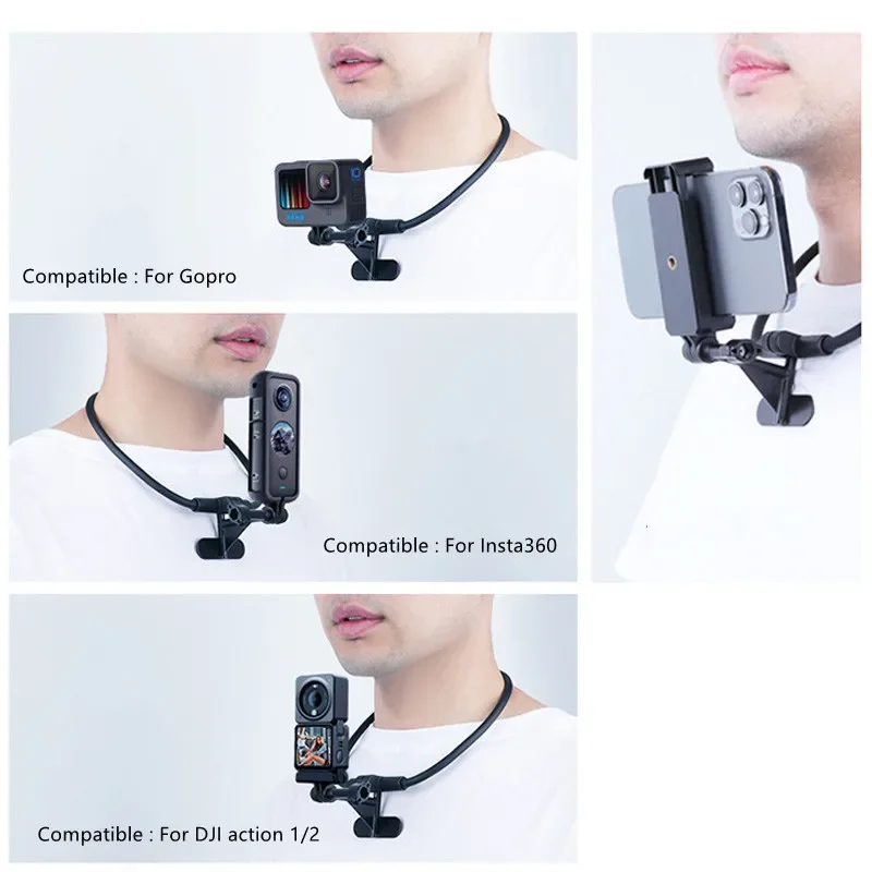 For Gopro 10 /9/8/7/6/5/4/3 Dji Action 2 /1 Insta360 Camera Phone Neck Bracket Hanging First-person Shooting Holder Accessories
