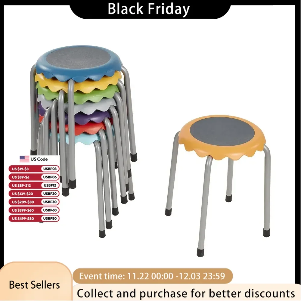 Daisy Stackable Stool Set Flexible Seating Assorted 8-Piece, 15