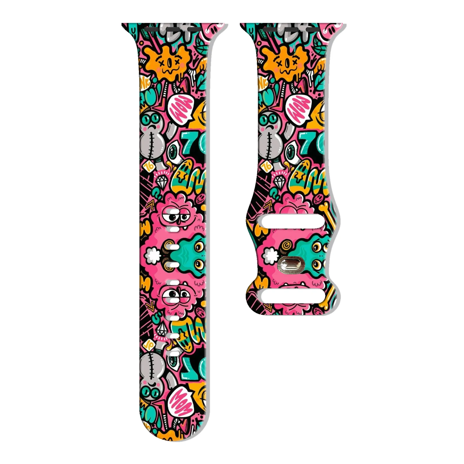 

Strange graffit Printed Strap for Apple Watch 10 9 8 Silicone Band Replaceable Bracelet for iWatch 46mm 44mm 42mm 41mm Watchband