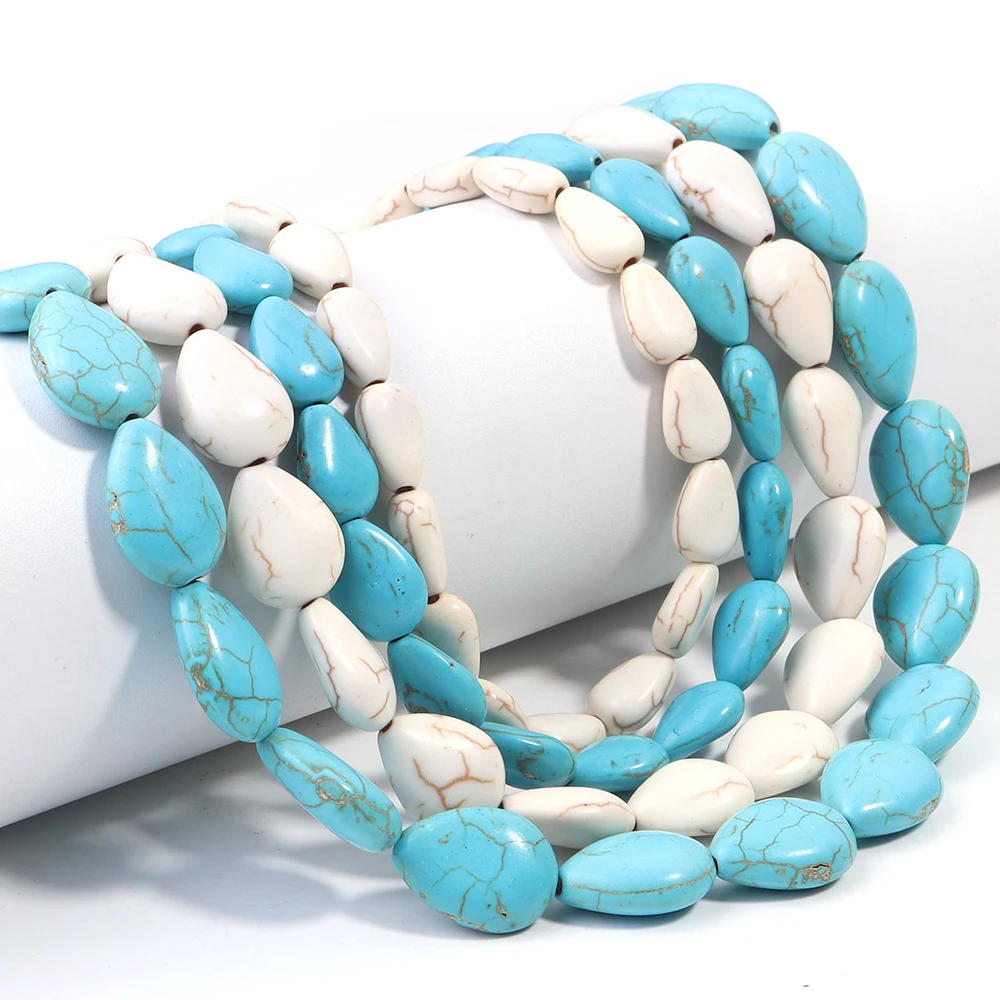 20-29pcs/lot Water Drop Turquoise Stone Beads Blue/White Loose Spacer Beads For Jewelry Making DIY Bracelet Necklace Accessories