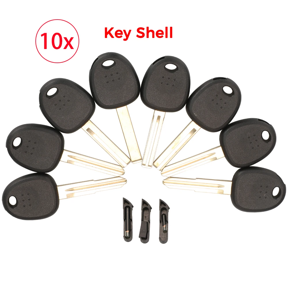 

jingyuqin10pcs For Hyundai Accent Sonata NF Elantra Coupe Getz H-1 Lavita TiburonTucson Verna Transponder Remote Car Key Case