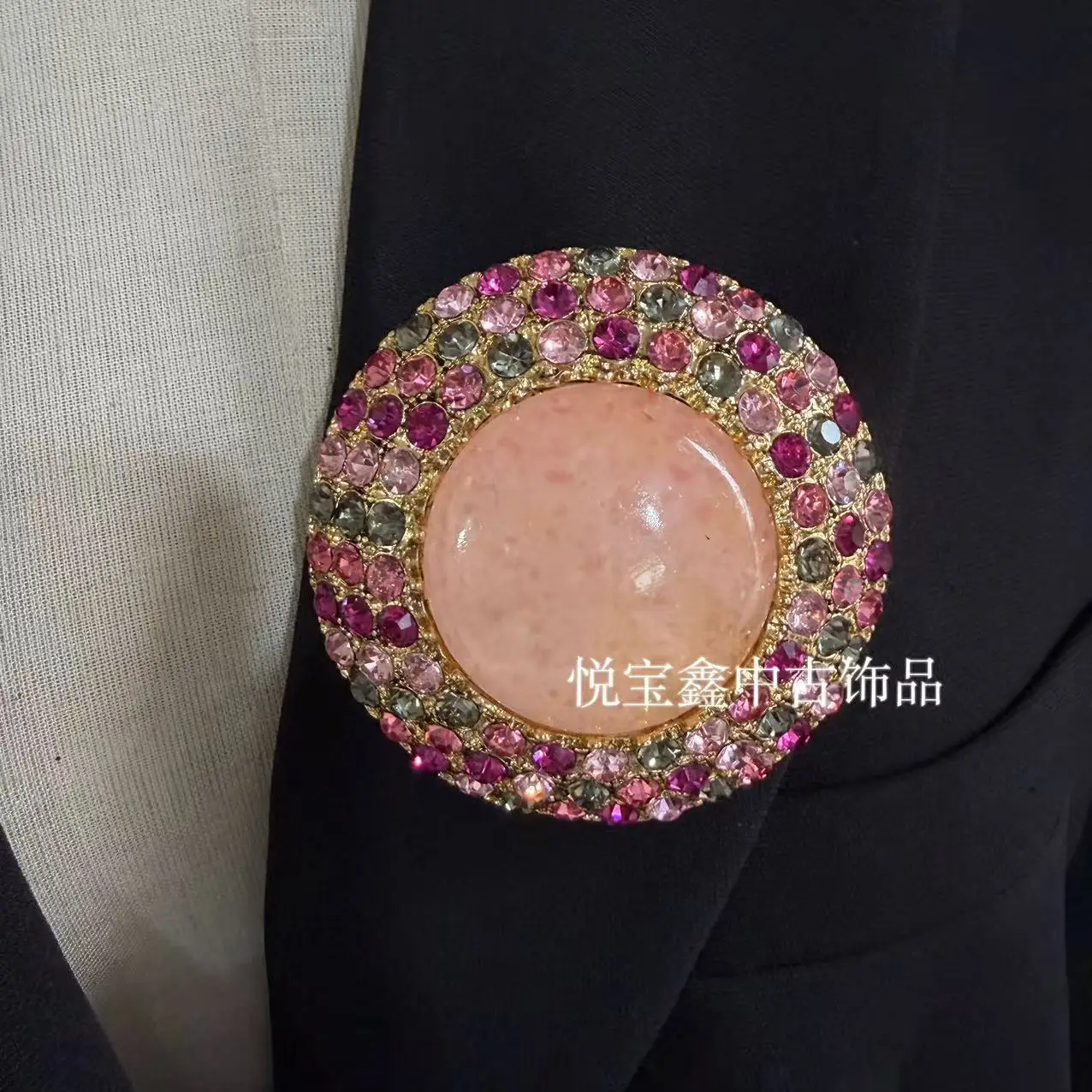 retro jewelry vintage heavy industry pink stone diamond brooch earrings 925 silver needle ear stud