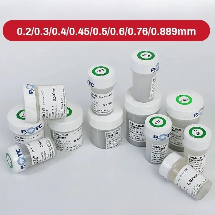كرات لحام PMTC عالية الجودة خرز القصدير 250K جزيئات 0.2 0.3 0.4 0.45 0.5 0.6 0.76 مللي متر لإعادة صياغة لحام BGA #1