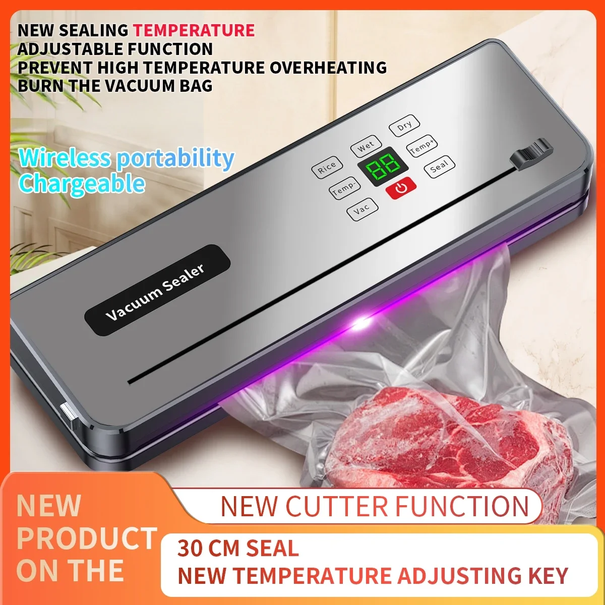 Máquina de sellado al vacío, portátil, con carga USB, viene con 10 bolsas de sellado gratuito para aperitivos, alimentos y ingredientes, ensu