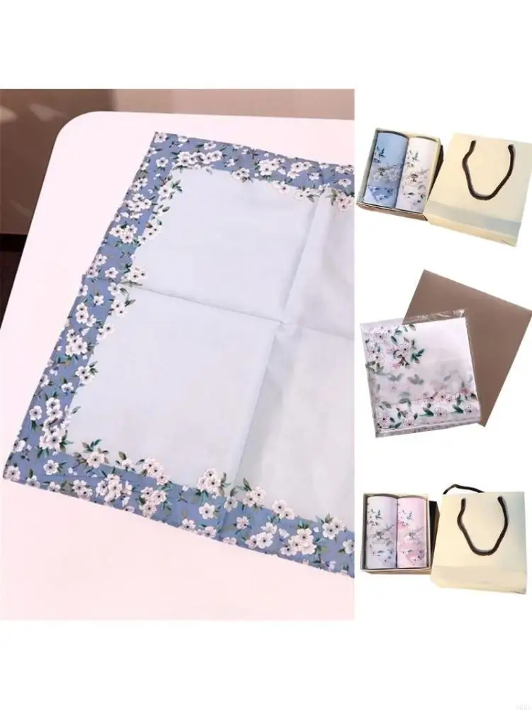 

A0KE Cotton Ladies Handkerchief, Pocket Cotton Towel Soft Fashionable Flower Printed