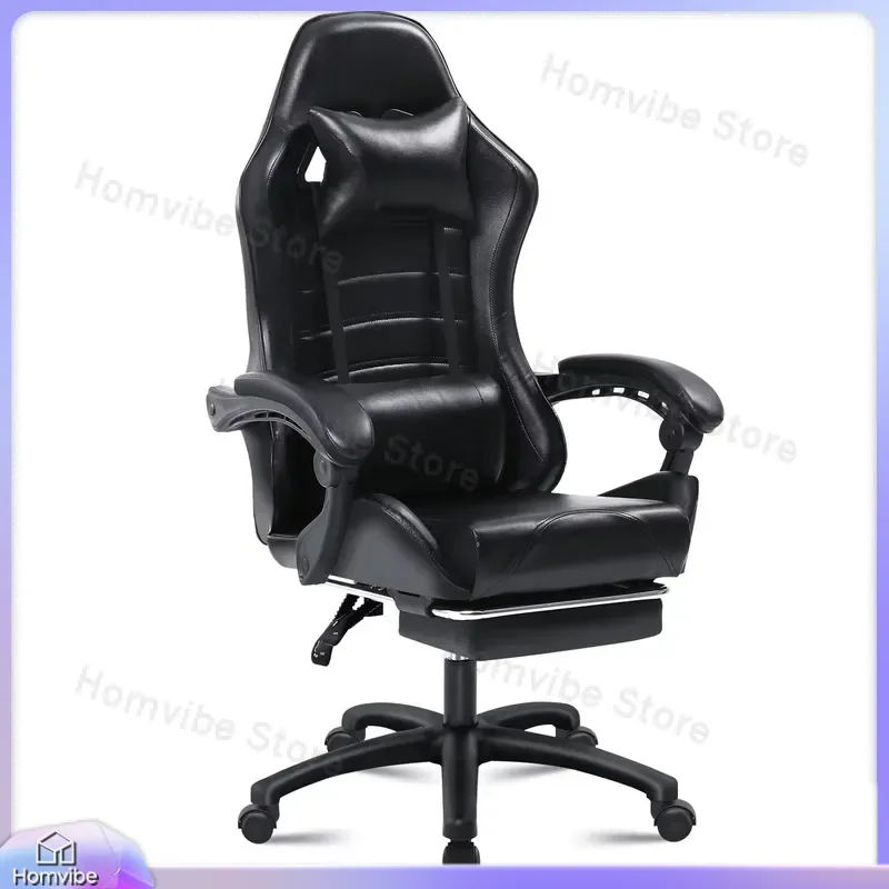 Ergonomic Gaming Chair for Adults with PU Leather Seat Backrest Lumbar Support Headrest Adjustable Height and Reclining