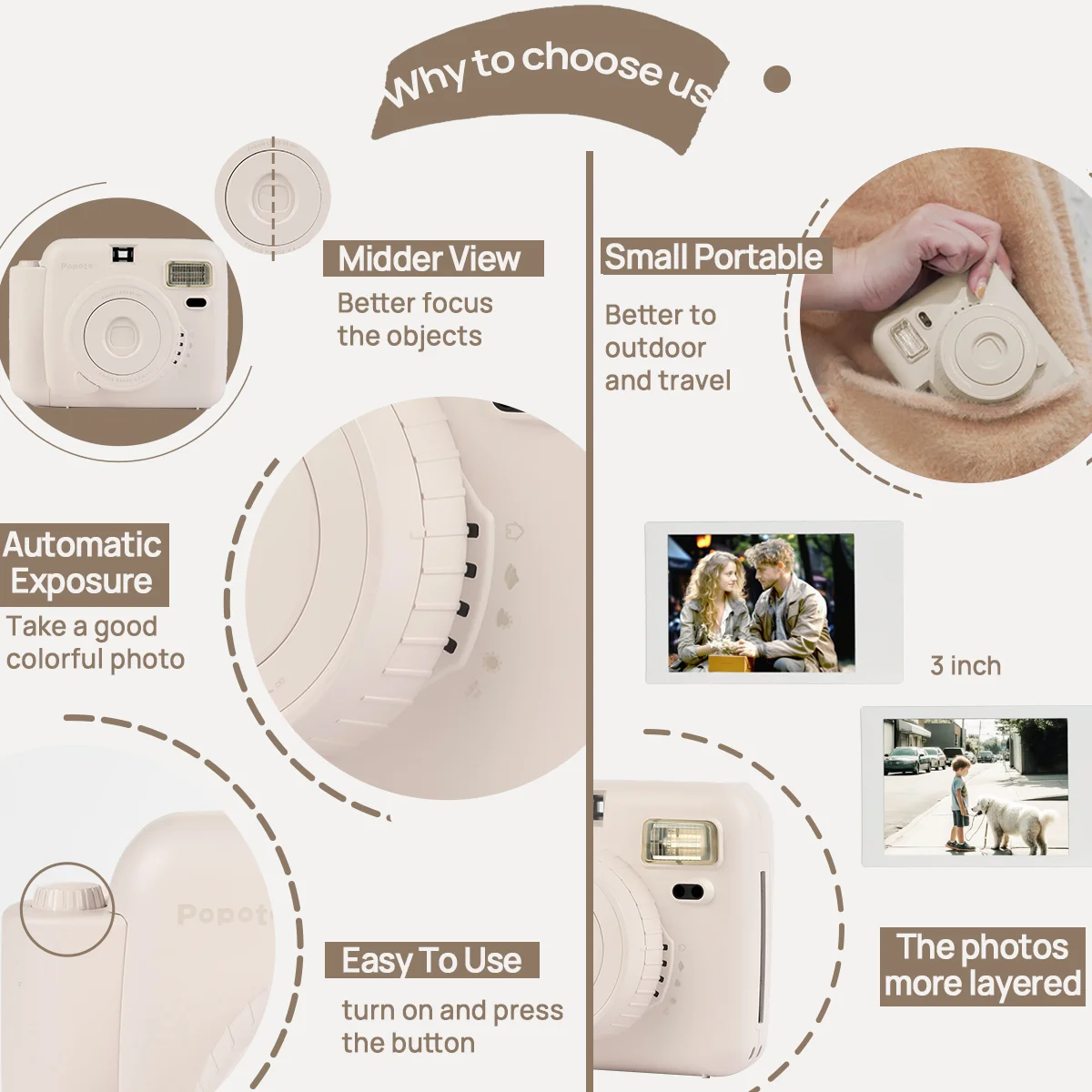 One Time Imaging Camera Student Children Cute Mini Camera Easy Use Beginners Portable Camera Includes 10 sheets of photo paper