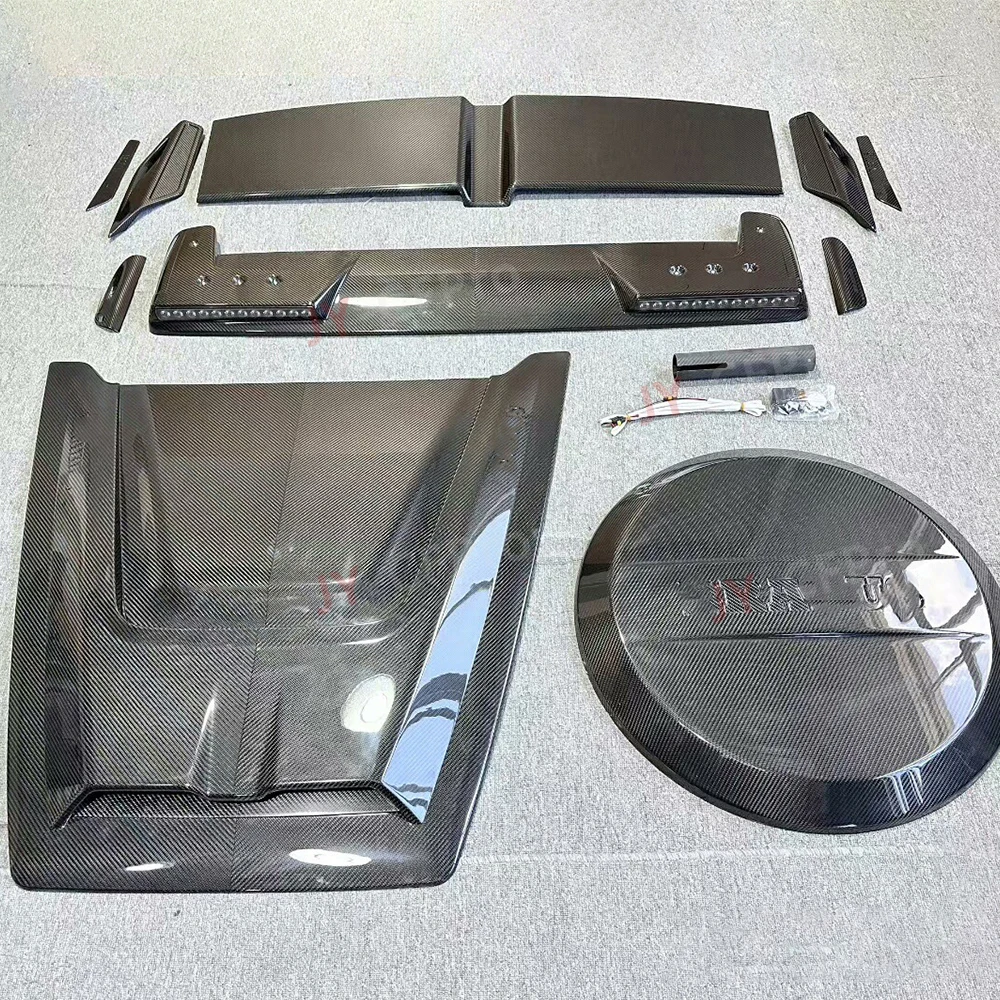Dry Carbon Bonnet Hood Scoop Front Rear Spoiler Roof Light Spare Tire Body kits For Benz G-Class W464 W465 G63 G500 G580 19-25up