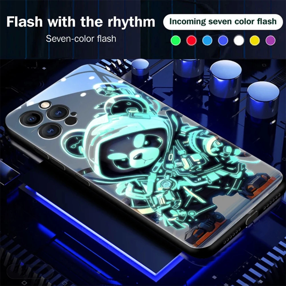 Laser-Panzer-Mech-Muster LED-Licht Leuchtende Handyhülle Glitzer-Cover für iPhone Air 17 16 E 15 14 13 12 11 Pro Max Plus – Detail 12