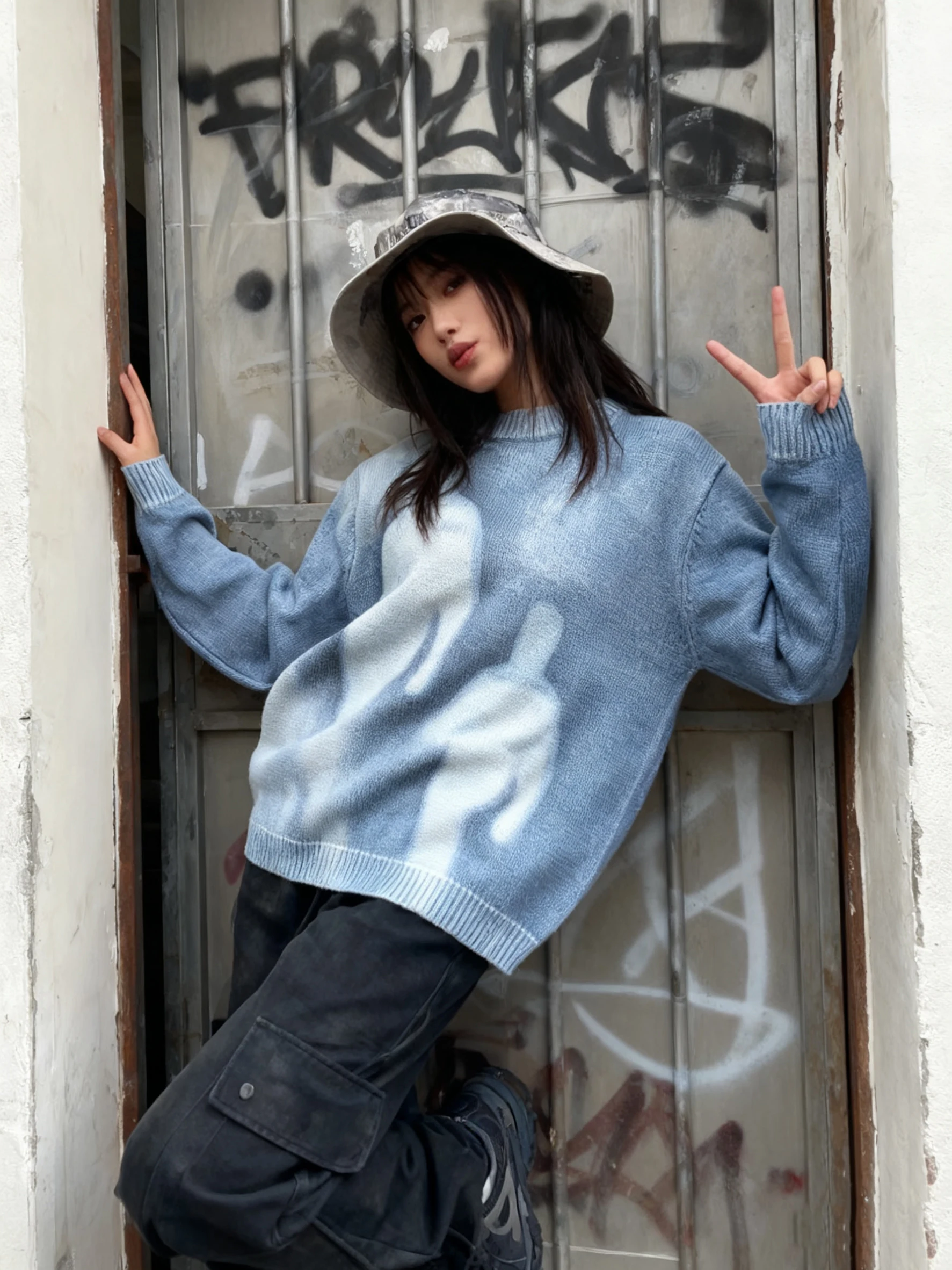 الأمريكية الساخنة فتاة روك الشرير طباعة العصرية سترة الخريف/الشتاء Y2K Harajuku فتاة ساخنة مريحة بلوزات فضفاضة غير رسمية ايمو