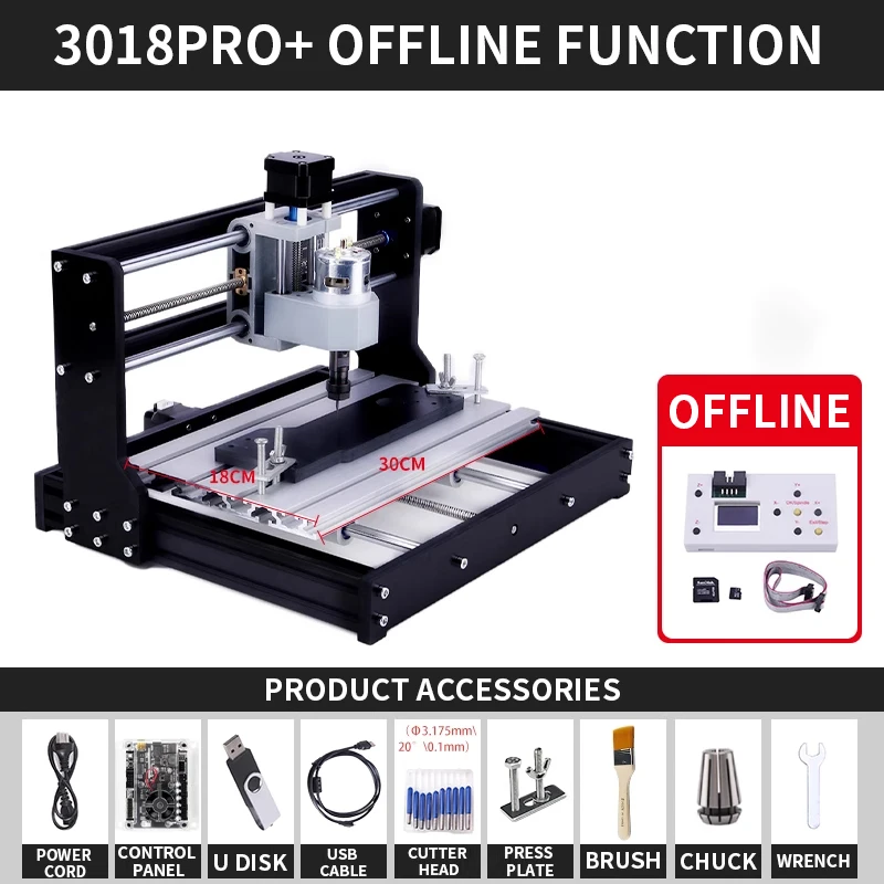 Zestaw małej grawerki CNC 3018PRO DIY, laserowa maszyna do cięcia reklamowego 100W