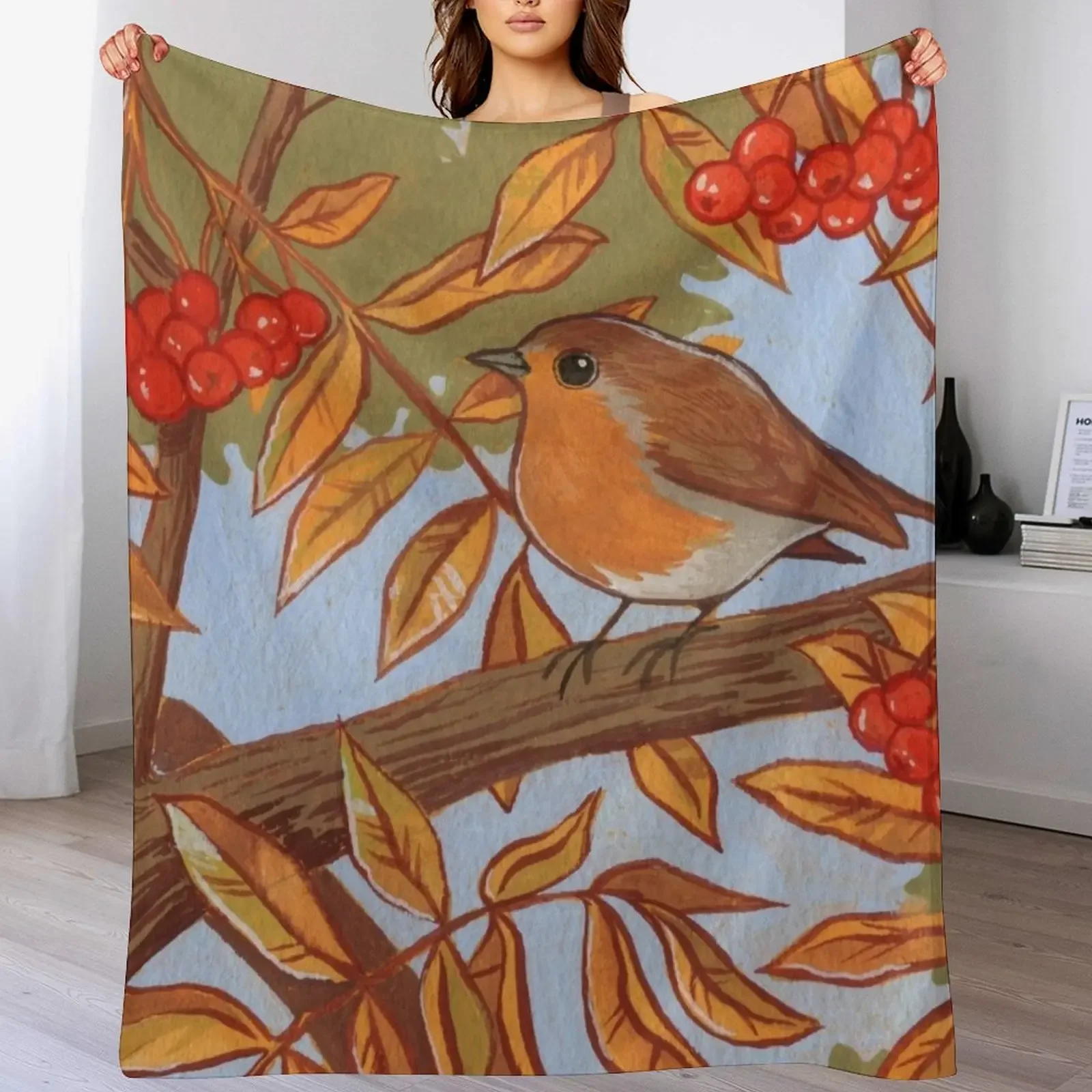 Robin and Rowan Throw Blanket Warm Flannel Blanket for Couch Chair Bedroom