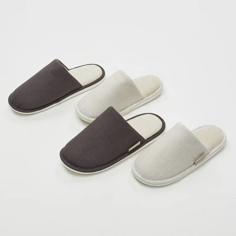 UTUNE Cotton Linen Slippers Autumn Winter Mute Light Soft Sole Flat Home Comfortable Slides Indoor Breathable Warm  Outdoor Shoe