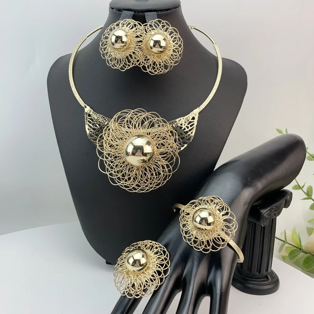 EMMA Women Fashion Jewelry Set Big Necklace Earrings Sets Italian Style Luxury Jewelry For African Mama FHK13009