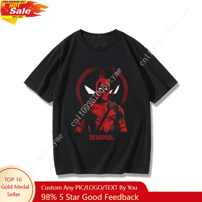 

Marvel Deadpool Cartoon Movie Printed T-shirt Summer New Men's and Women's Casual Trendy Short-sleeved Trendy Casual T-shirt