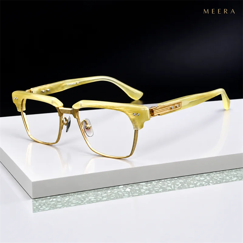 DTX443 Designer Titanium Acetate Glasses Frame Men's Big Size Retro Square Eyeglasses Fashion Handmade Spectacles Eyewear Frames