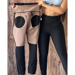 New Fashion Style High Waist Skinny Tights Women Pencil Pants Zipper Design Trousers Elastic High Waist Washed Leggings pants