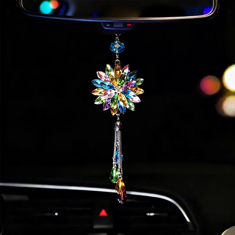 High-End Crystal Car Hanging Ornament SafeGuard Car Mirror Dangle Decorative Automobile Interior Accessories Comet Design