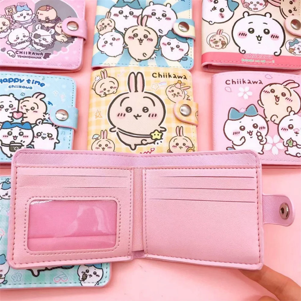 

Chiikawa Women Short Hasp Wallets Cartoon Usagi Casual Durable Coin Pouch Portable Slim Photo Id Card Holders Money Clip Gifts