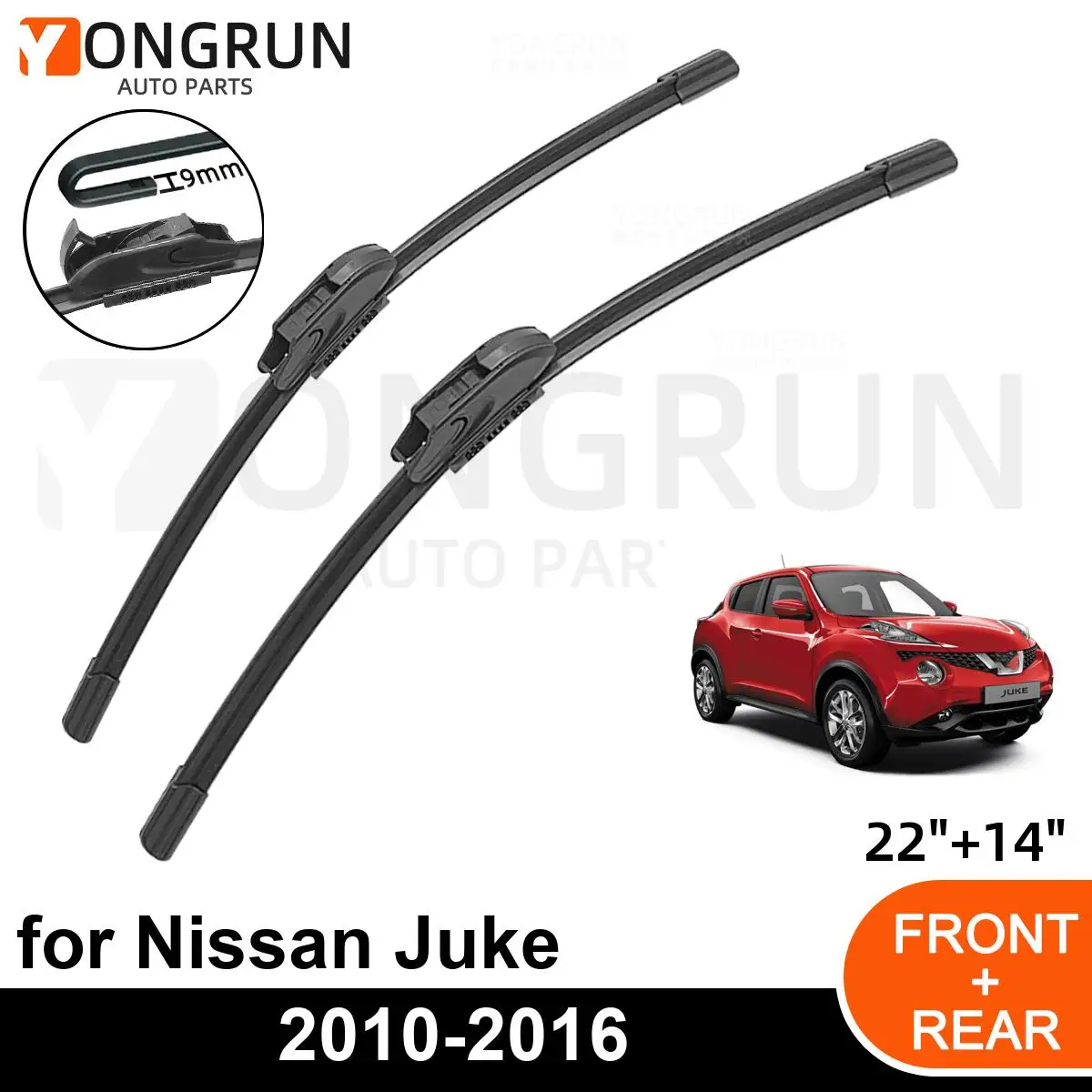 

Car Front Windshield Wipers For Nissan Juke 2010-2016 Wiper Blade Rubber 22"+14" Car Windshield Windscreen Accessories