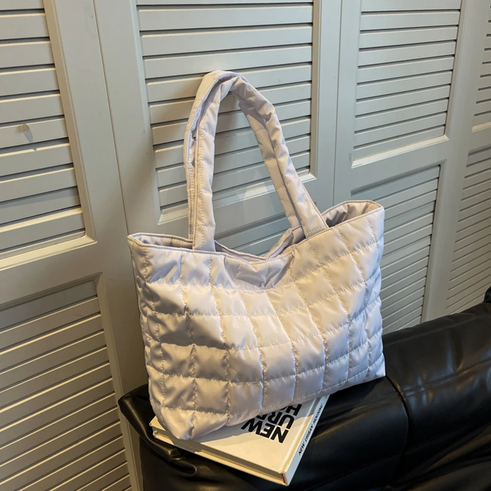 Fashion Shoulder Handbags Quilted Autumn Winter Cotton Purses Handbags Rhombus Pattern Shopper Bag Women Solid Tote Messenger - view 3