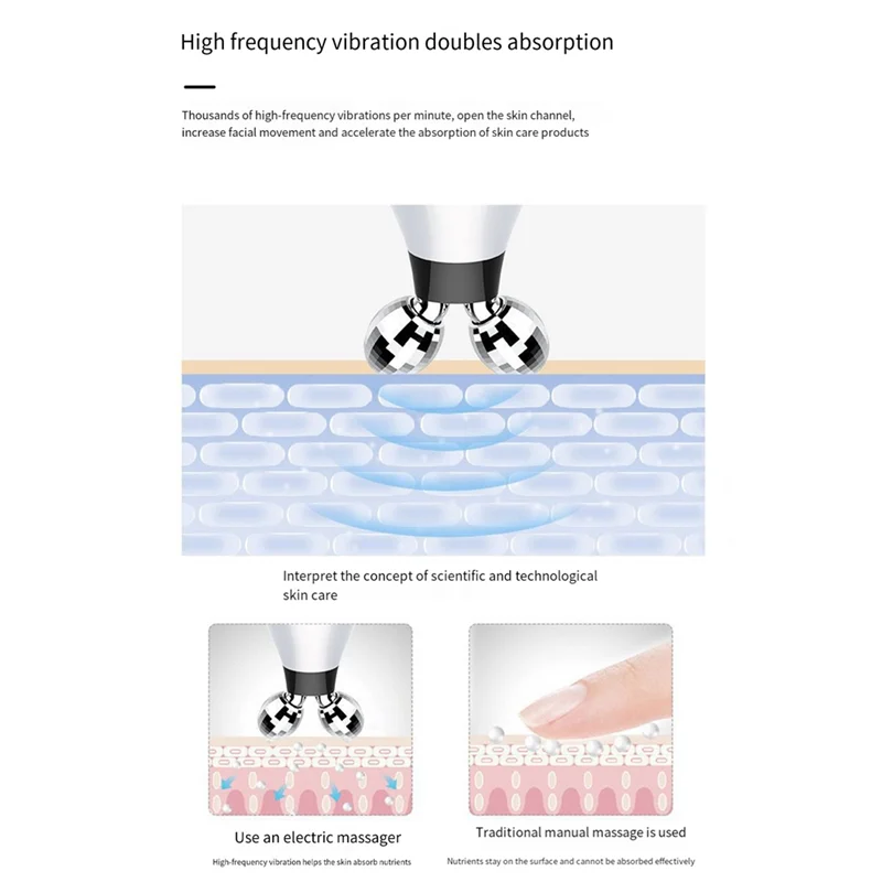 Instrumento de belleza vibratorio de microcorriente, rodillo de Estiramiento facial eléctrico, masajeador para apretar la piel, dispositivos de belleza de masaje-A58E