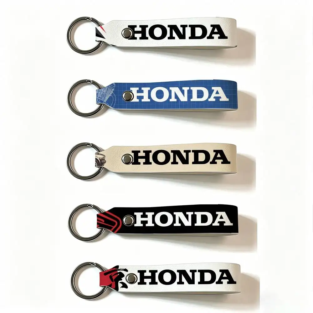 FOR HONDA RACING RIDE PU Leather Keychain Minimalist Key Holder Durable Key Organizer Car Keys Bag Accessories Gift