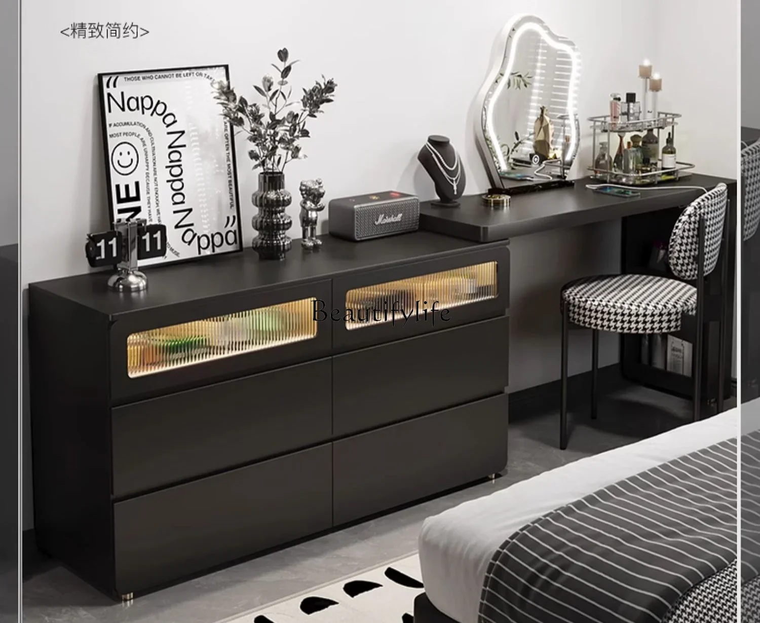 

Simple modern bedside chest dresser integrated bedroom ultra-thin storage cabinet