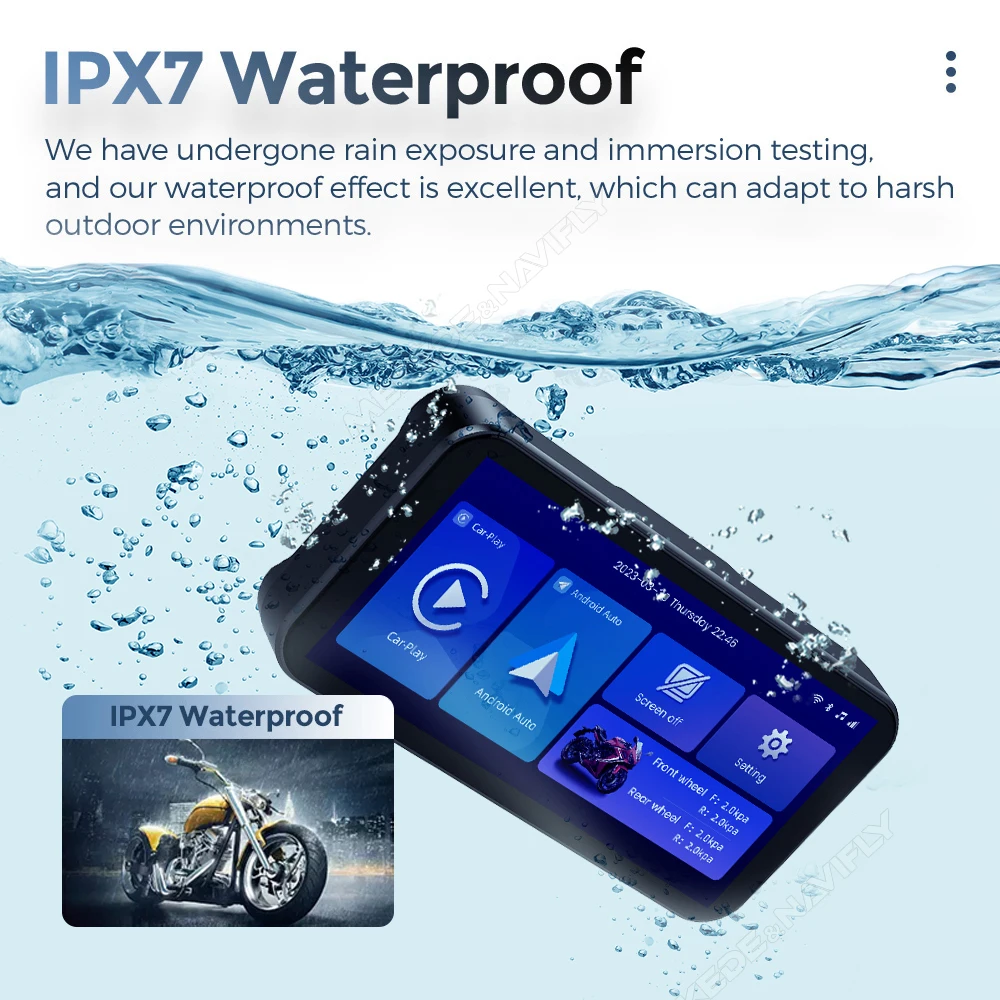 Portable 6.3inch For BMW Motorcycle GPS Navigation IPX7 Waterproof Wireless Carplay Android auto IPS Touch Screen Day night mode
