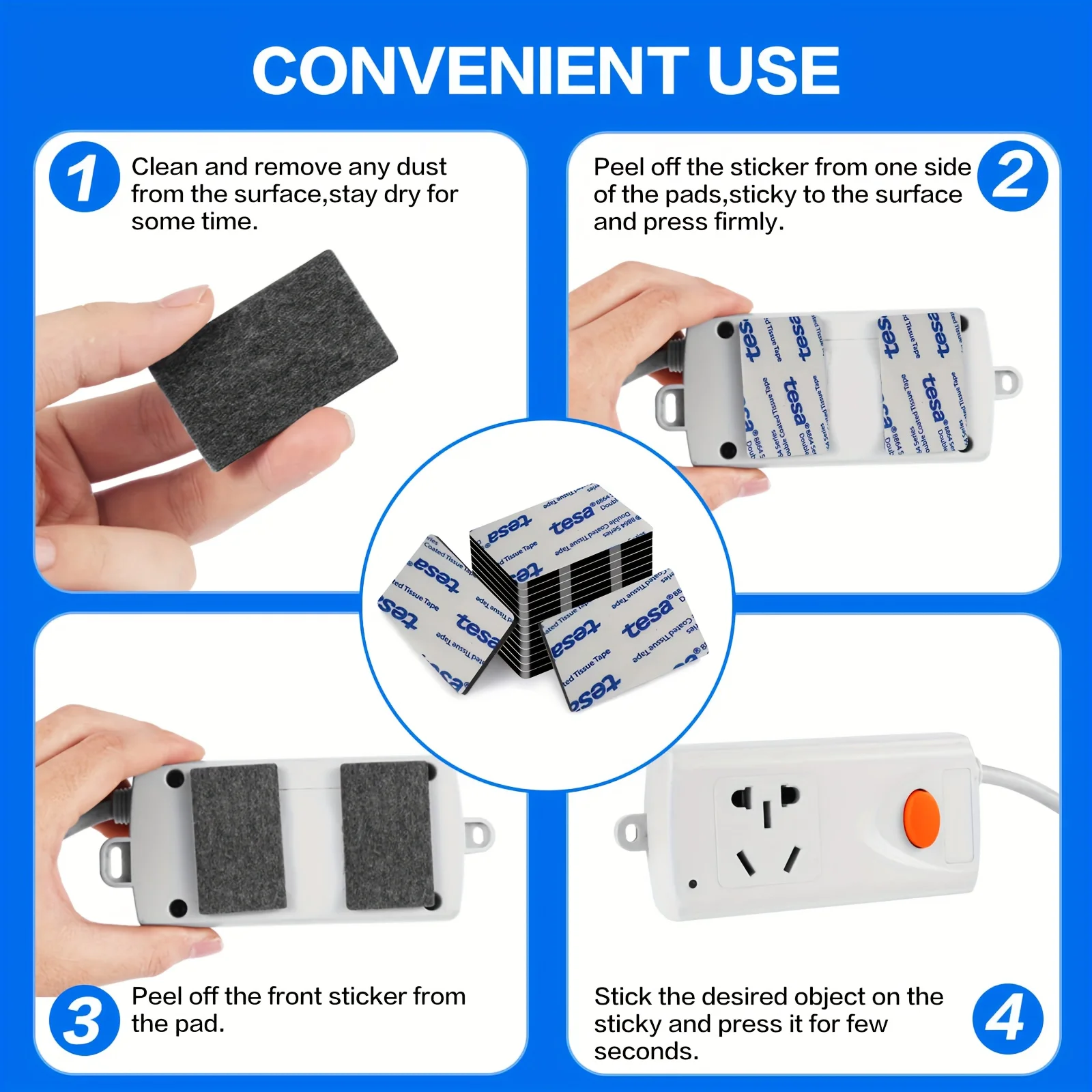 36 قطعة من وسادات لاصقة شبه شفافة مقاومة لدرجات الحرارة العالية على الوجهين، مقاومة للماء ومضادة للانزلاق، شريط إسفنجي مسبق القطع #4