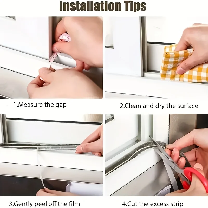 10 Meter Self-adhesive Sealing Wind-proof Brush Strip Home Door Window Sound Insulation Dust Strip Weather Stripping image 5