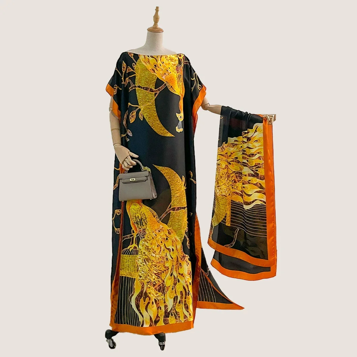 

Лето 2024, новые модные африканские платья для женщин, элегантное шелковое мусульманское женское платье с принтом, длинный хиджаб, кафтан, платье большого размера, Кувейт Абая