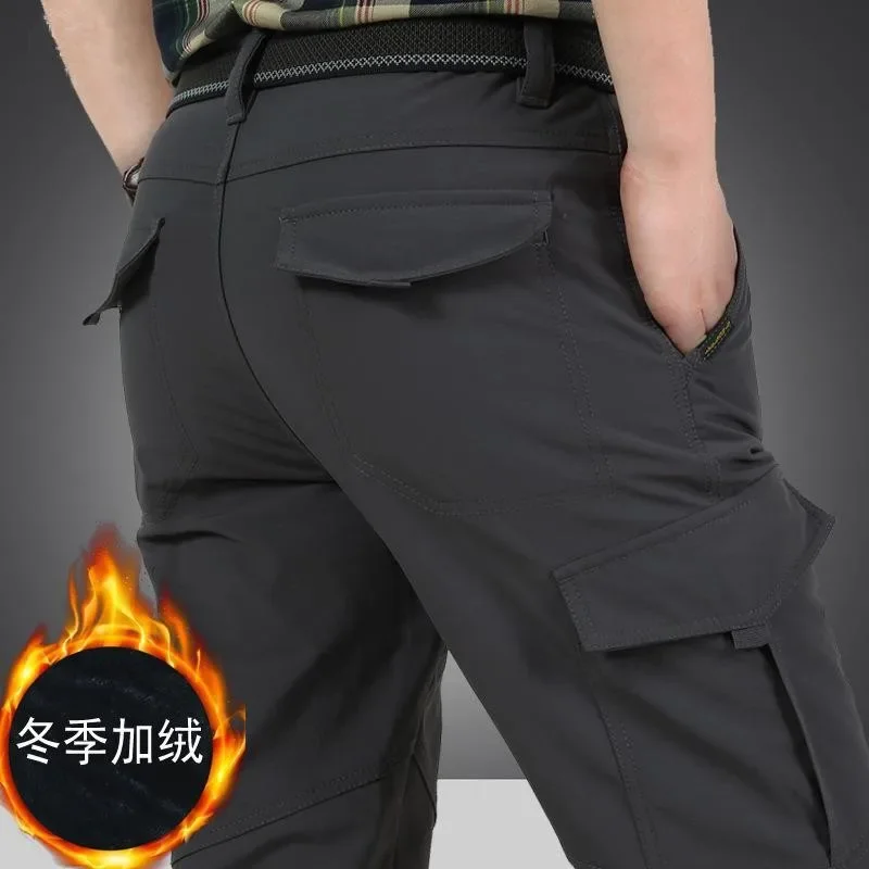 

Winter Thick Fleece Warm Stretch Causal Pants Men Military SoftShell Waterproof Thermal Warm Cargo Pants Tactical Long Trousers