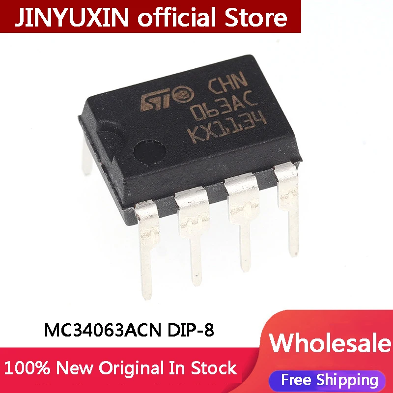 10Pcs 100% New Original In-Line MC34063ACN DIP-8 DC/DC Regulator Controller IC Chip In Stock Wholesale