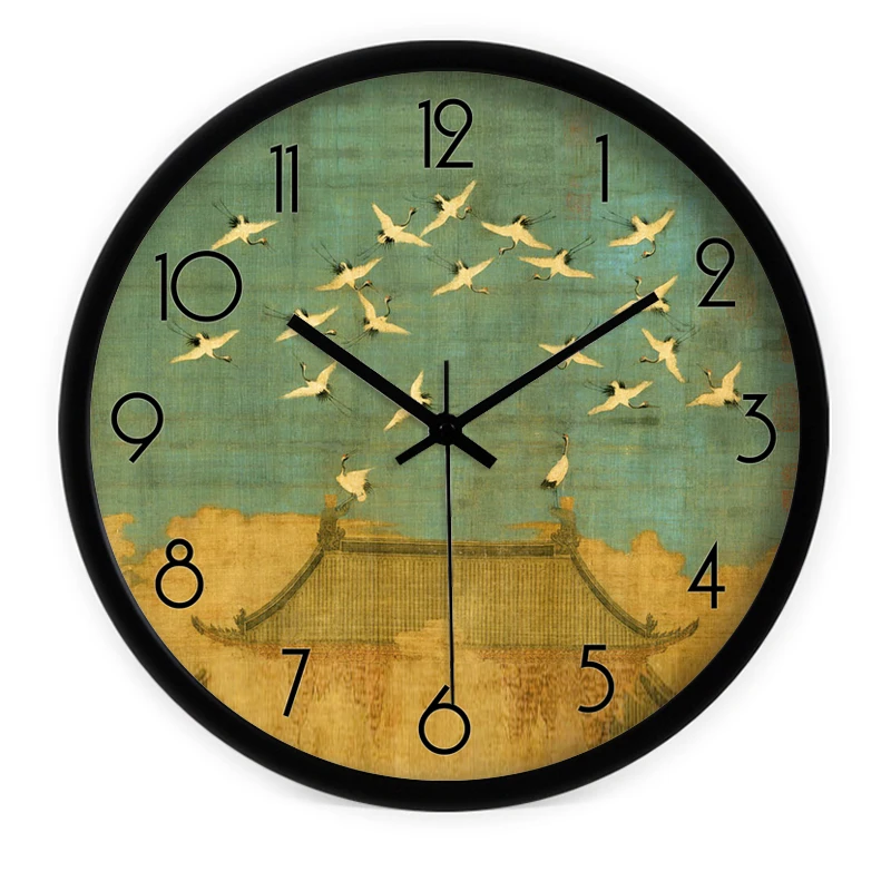 

wall clock Postage creative Chinese Ruihetu classical art living room bedroom mute wall clock Shi Ying wall clock 716