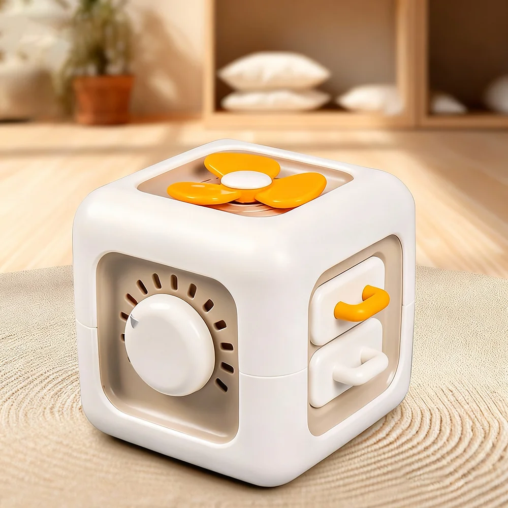 

6 in 1 Montessori Cube Toys Sensory Busy Board Baby Practice Skills Drawer Cube Fidget Educational Toys for Girl Boy
