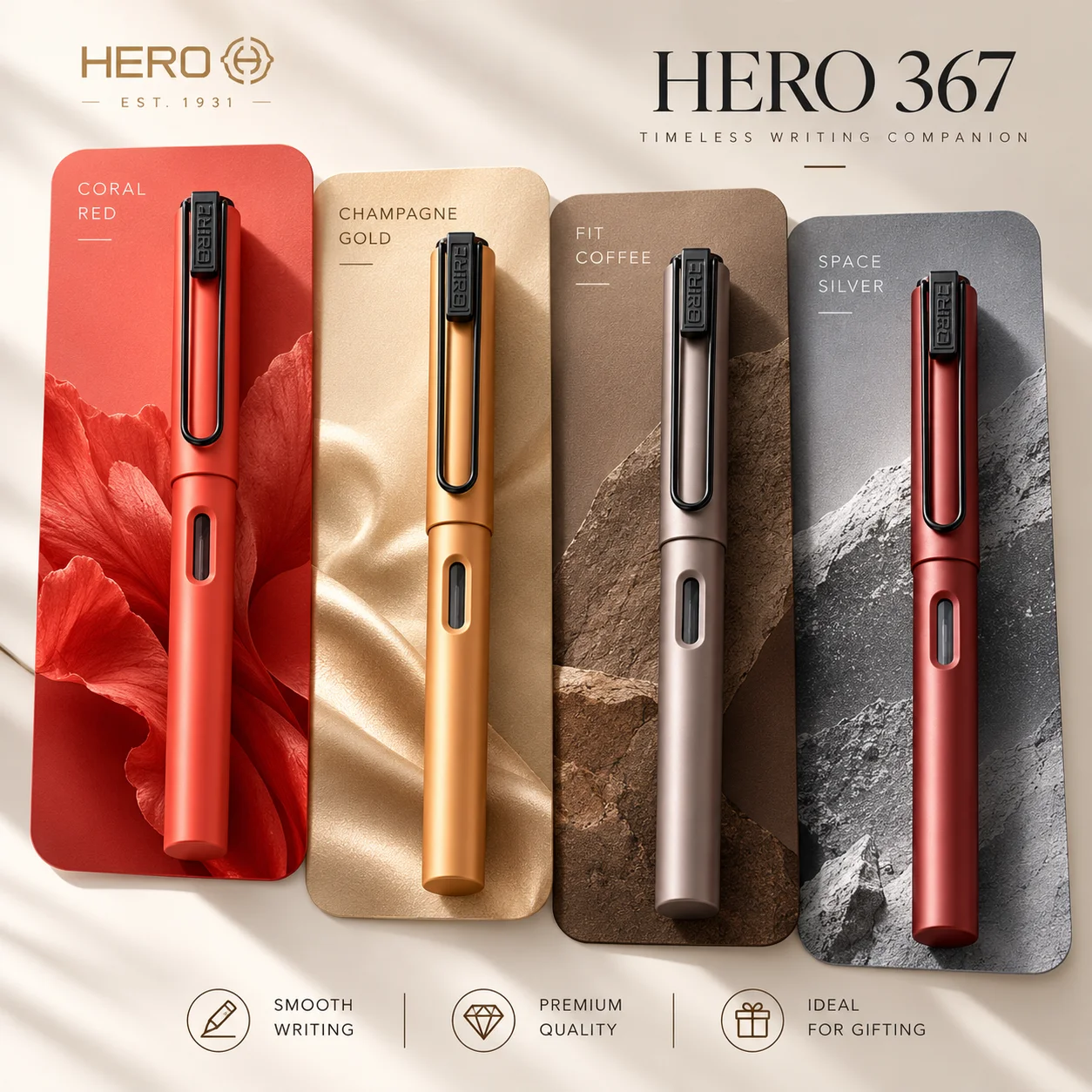 Hero 367 Fountain Pen 0.38mm Extra Fine Nib Posture Correction Cartoon Kids Students Writing Practice School Stationery Gift