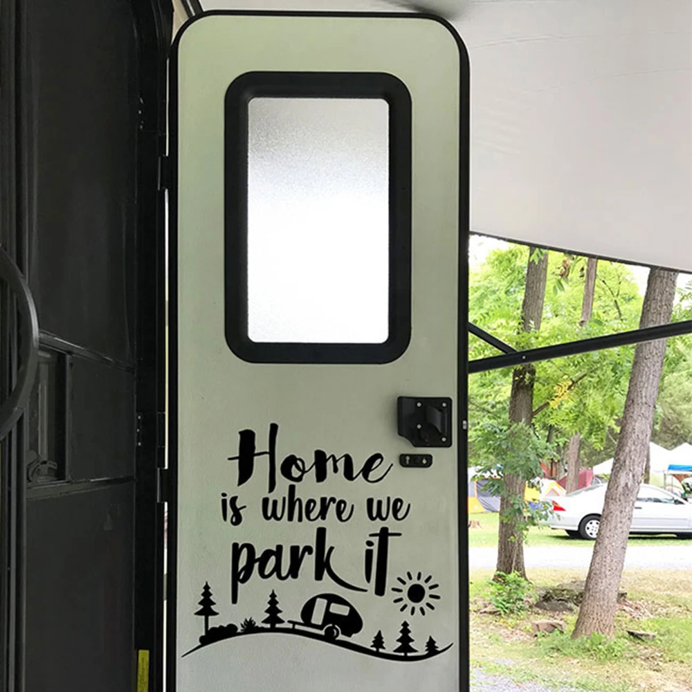 Home Is Where We Park It Camping Rv Sticker Decal Car Truck Motorhome Caravan Camper Travel Vinyl Decor