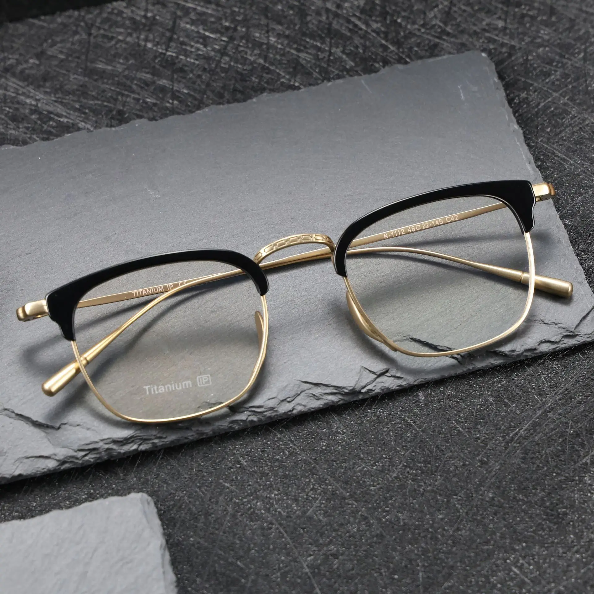 Exquisite Half Frame Design Round Acetate Alloy glasses frame men women optical Myopia Presbyopia Lenses attachment eyewear