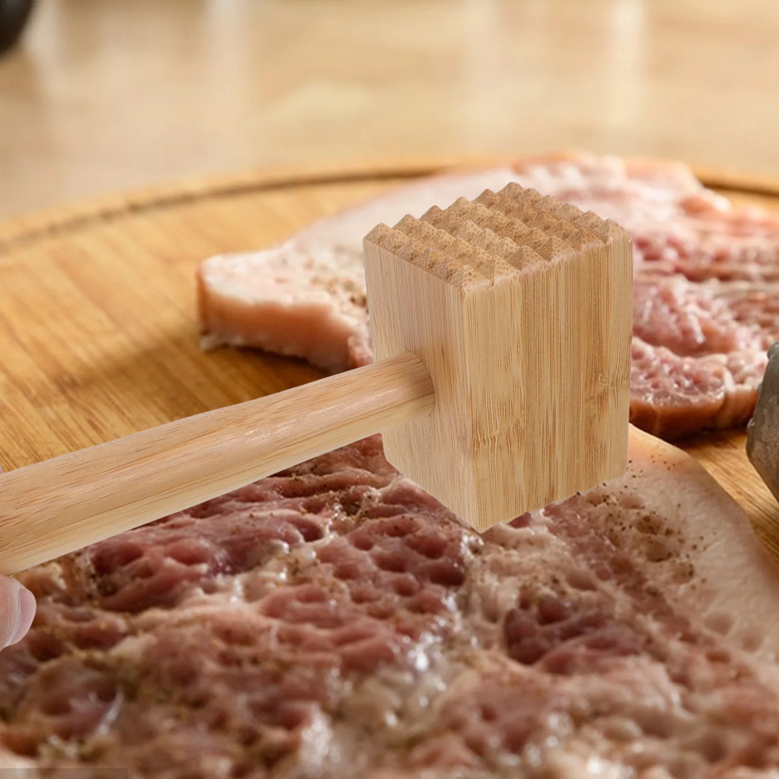 

Bamboo Steak Meat Carpenter Wood Hammer Tenderizer Mallet Chicken Pounder Long Handle Kitchen Tool Woodworking
