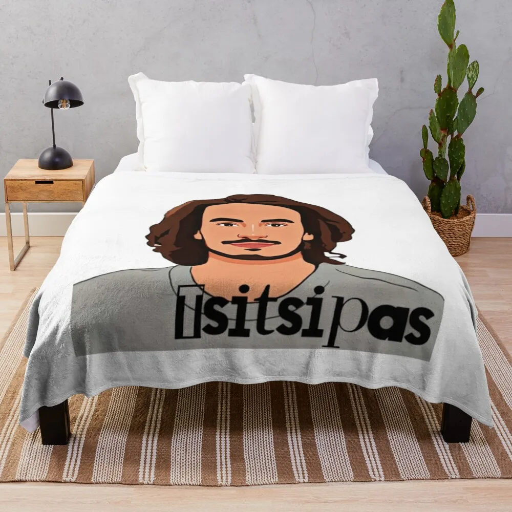 

Stefanos Tsitsipas cartoon Throw Blanket cosplay anime Decorative Beds Luxury Thicken Blankets