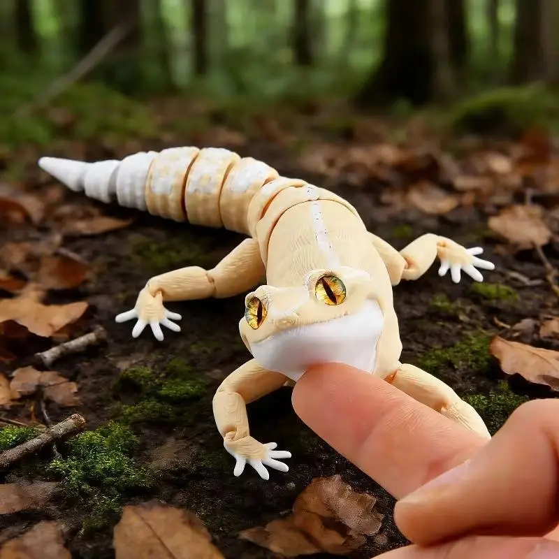 3D Printed Multi-joint Movable Colorful Lizard Gecko Model With Realistic Eyes Desktop Ornament Home Decor Accessory