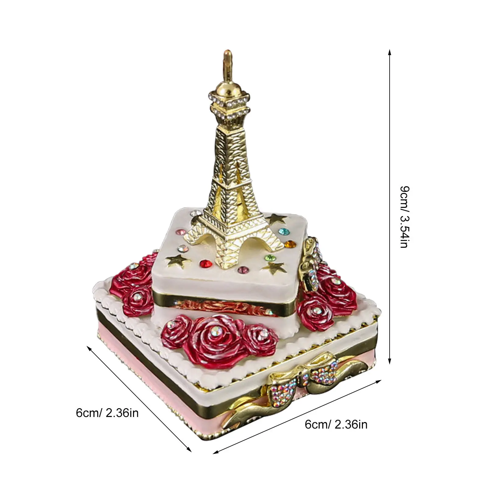 Eiffel Tower Jewelry Box Enamel Metal Mini Storage Organizer for Necklaces Rings Earrings Vintage Keepsake Decorative Display