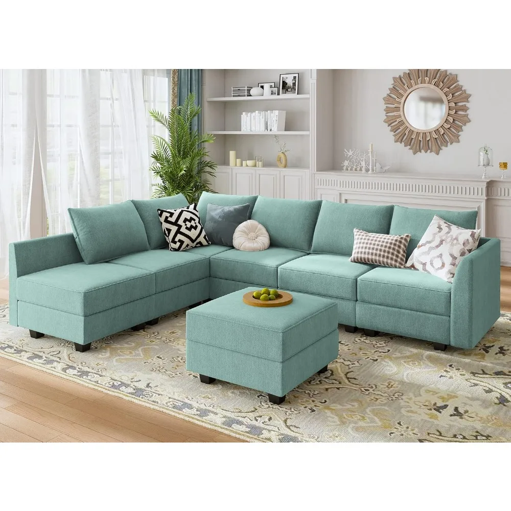 

Modular Sectional Sofa with Fabric Modular Couch with Reversible Chaise 6-Seater L Shape Corner Sofas Sectional Couch, Sofa