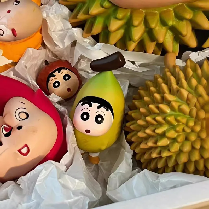 Crayon Shin-Chan-caja grande para dinero de fruta y piña, tarro de ahorro Kawaii, juguete, personaje de dibujos animados, figura coleccionable, regalos de decoración