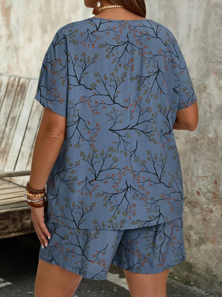 Kurzarm-Pyjama-Set für Damen in Übergröße