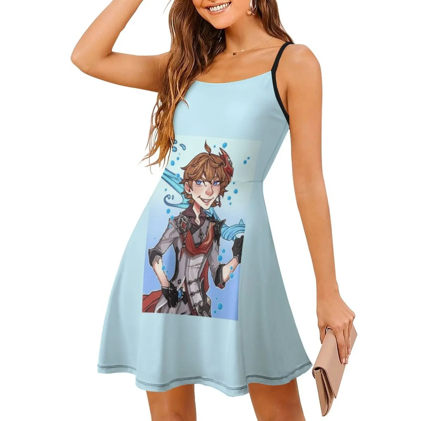 فستان جينشين إمباكت تارتاليا بفتحة عنق على شكل قلب فستان حفلات صيفي أنيق للنساء جينشين إمباكت تارتاليا تشايلد أنيمي