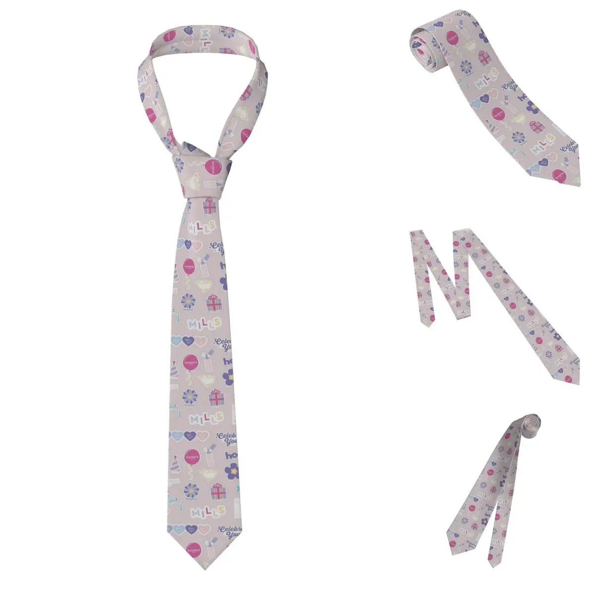 Florence By Mills Millie Bobby Brown Necktie for Men Silk Polyester 8 cm Neck Ties Party Accessories Tie Casual Gravatas