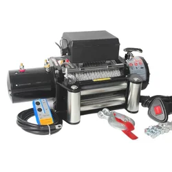 Cable Electric Winches Kit 12V/24V Electric Winch 3000lb Off-Road Heavy Duty Car Trailer ATV Remote Control 1360kg 8M Steel